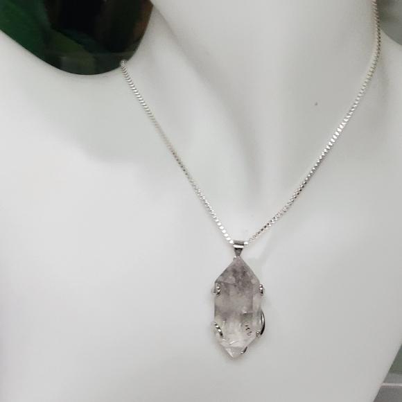 LARGE GENUINE Herkimer Diamond STERLING SILVER 925 NECKLACE - Picture 3 of 11